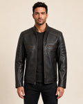 Classic Men's Distressed Brown Real Leather Biker-Style Jacket