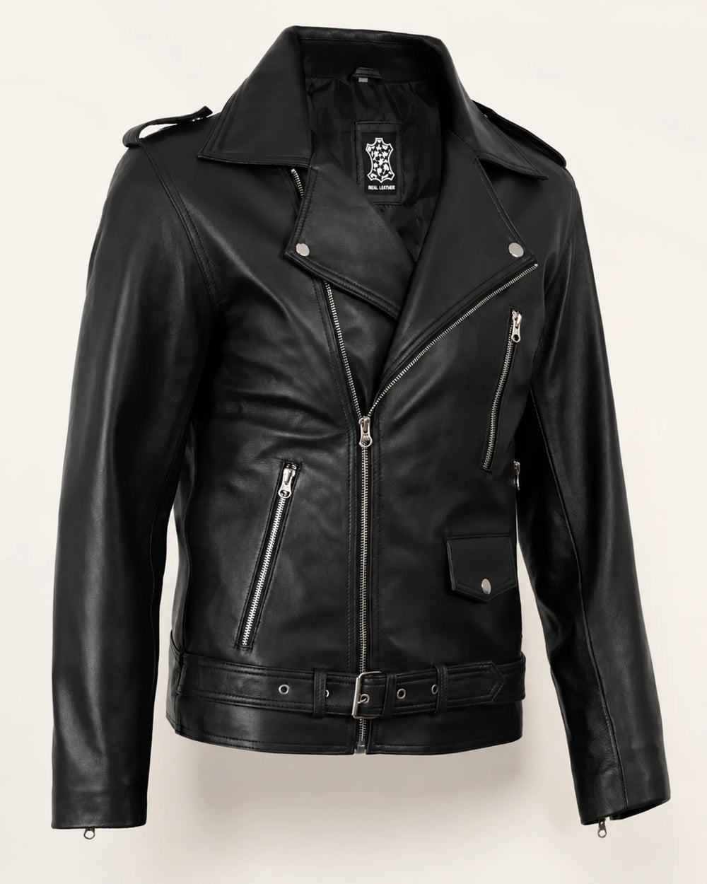 Signature Men's Black Leather Biker Jacket