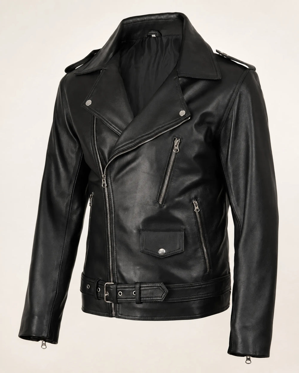 Signature Men's Black Leather Biker Jacket
