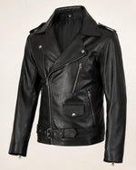 Signature Men's Black Leather Biker Jacket