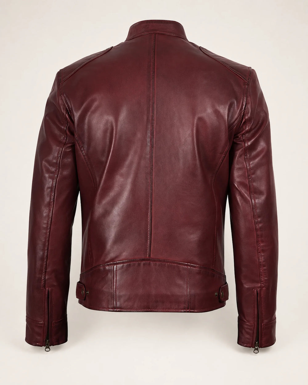 Luxury Men's Burgundy Biker-Style Leather Jacket