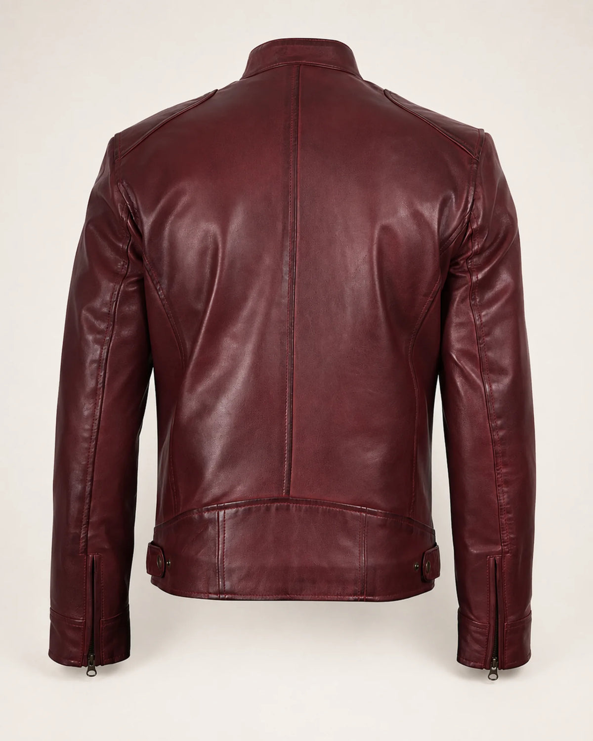 Luxury Men's Burgundy Biker-Style Leather Jacket