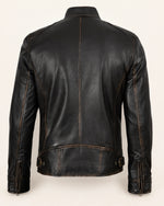 Heritage Men’s Distressed Brown Biker-Style Leather Jacket