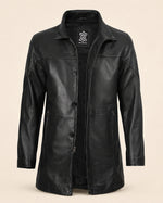 The Royal Bristol Mens Real Leather Black Car Coat