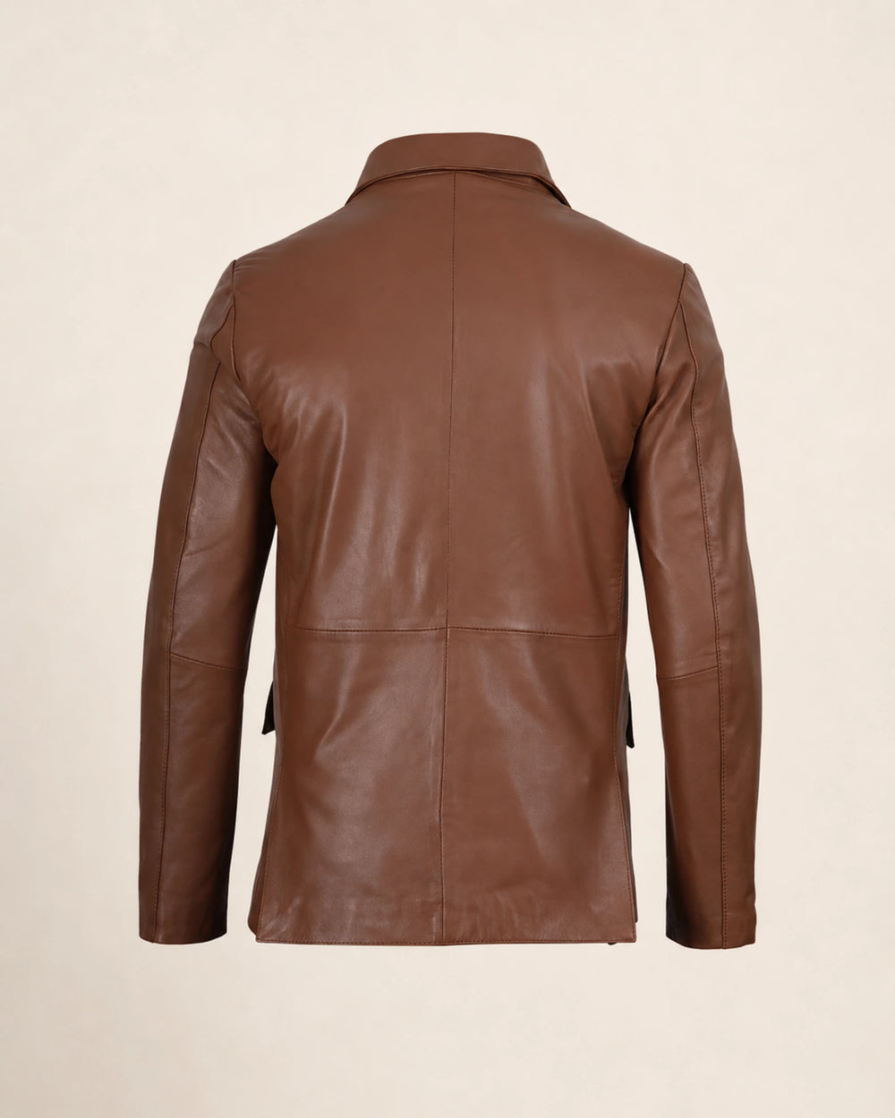 The Royal Men's Two-Button Cognac Leather Blazer - Notch Lapel