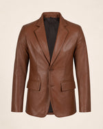 The Royal Men's Two-Button Cognac Leather Blazer - Notch Lapel