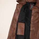 Women's Cognac 3/4 Length Lambskin Royal Leather Coat